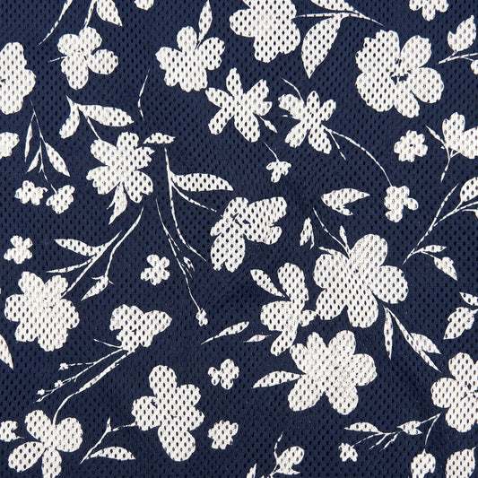 Stretch Power Mesh Navy Floral