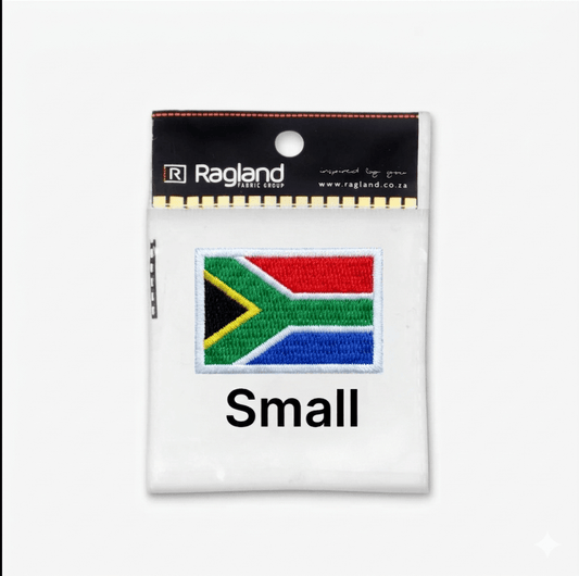 Motif Iron On Badge - SA FLAG Mini White (40x26mm) - Ragland Fabrics