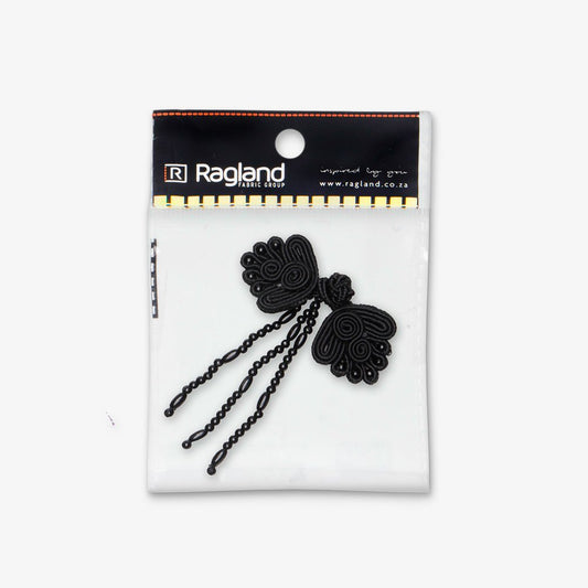 Chinese Button Knot 1 pair Black - Ragland Fabrics