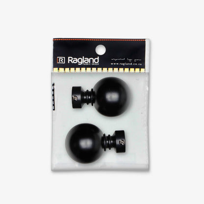 Finial Ball 25mm Black (Pack of 2) - Ragland Fabrics