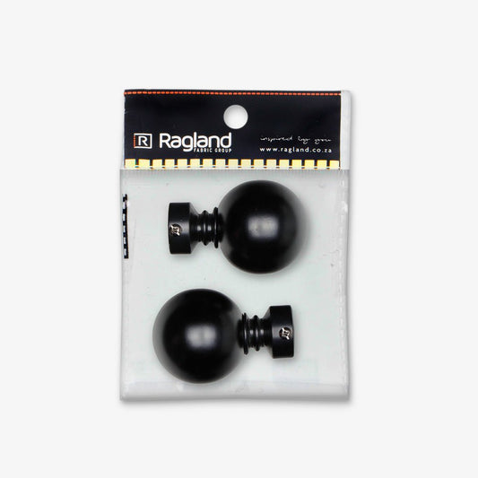 Finial Ball 25mm Black (Pack of 2) - Ragland Fabrics