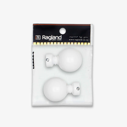 Finial Ball 25mm White (Pack of 2) - Ragland Fabrics