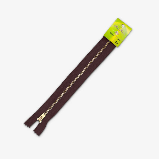 Metal Trouser Zips Dark Chocolate - 20cm - Ragland Fabrics