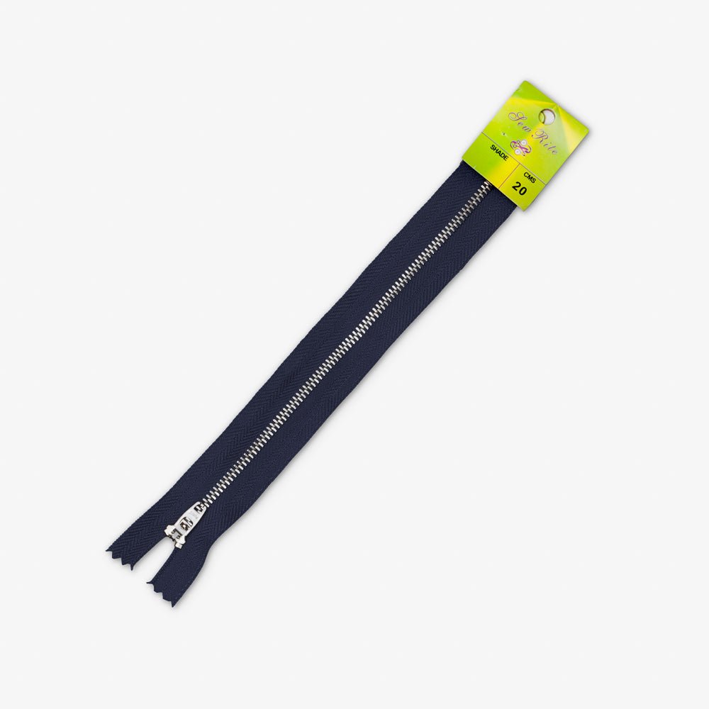 Metal Trouser Zips Navy - 20cm - Ragland Fabrics