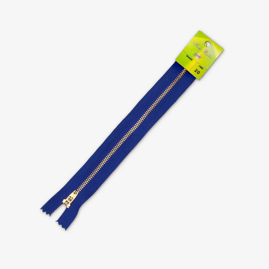 Metal Trouser Zips Royal Blue - 20cm - Ragland Fabrics