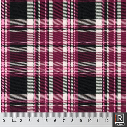 Gingham Yarn Dyed Suiting Cerise & Black 140cm