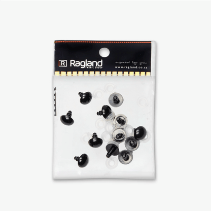 Teddy Eyes Black 14mm (6pairs) - Ragland Fabrics