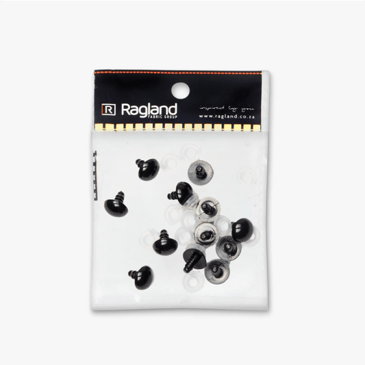 Teddy Eyes Black 14mm (6pairs) - Ragland Fabrics