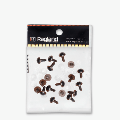 Teddy Eyes Brown 10mm (9 Pairs) - Ragland Fabrics