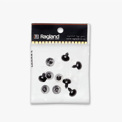 Teddy Eyes Black 16mm (5 Pairs) - Ragland Fabrics