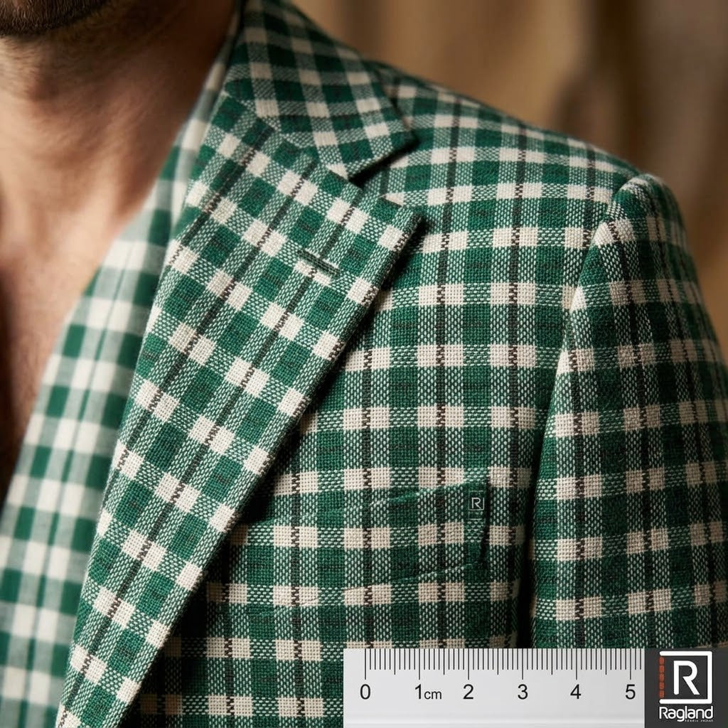 Gingham Yarn Dyed Suiting Green Black Stripe 140cm