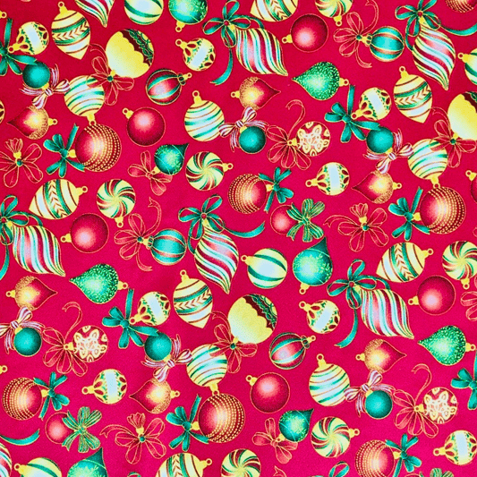 Christmas Printed Mini Matt Cheer Red - Ragland Fabrics