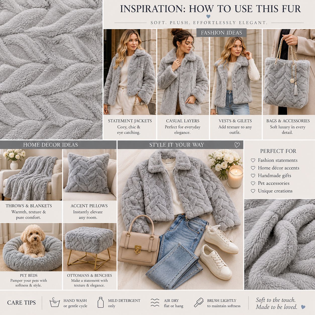 Chain Link Luxury Fur - Grey - Ragland Fabrics