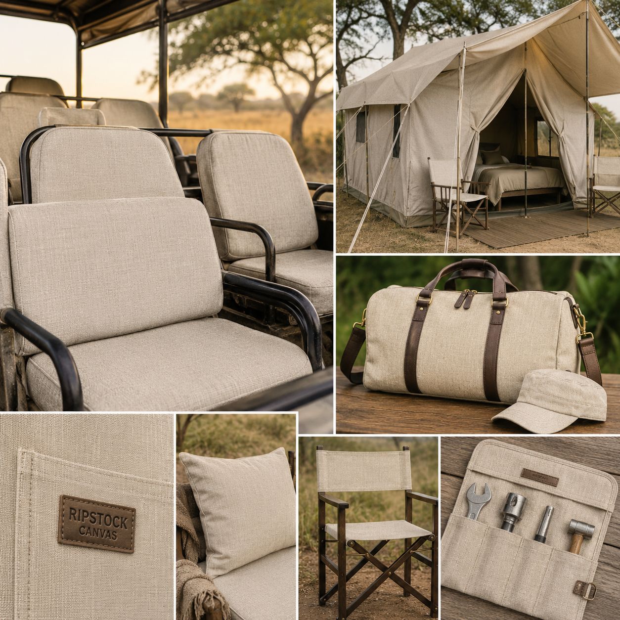 Canvas Outdoor Safari Ripstop Sand 180cm - Ragland Fabrics