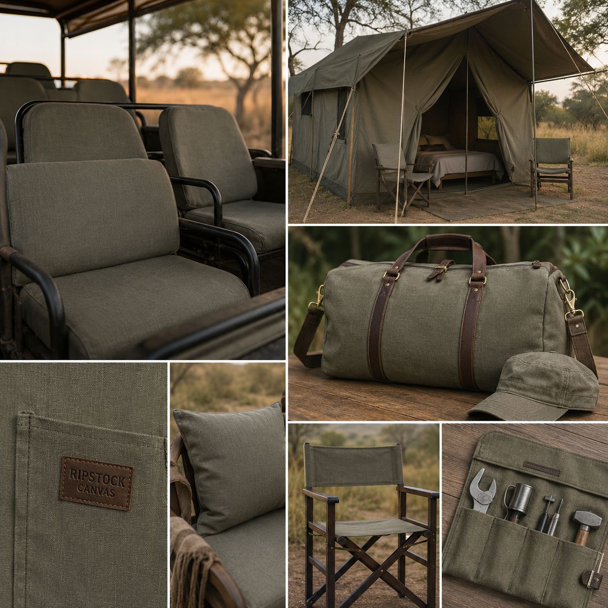 Canvas Outdoor Safari Ripstop Olive 180cm - Ragland Fabrics