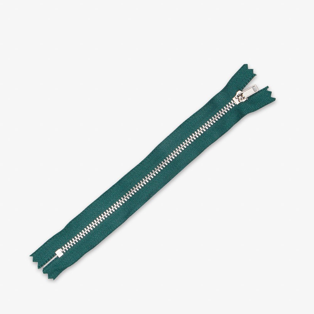 Metal Trouser Zips Hunters Green - 20cm - Ragland Fabrics