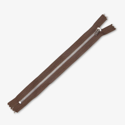 Metal Trouser Zips Coffee - 20cm - Ragland Fabrics