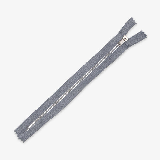 Metal Trouser Zips Grey - 20cm - Ragland Fabrics