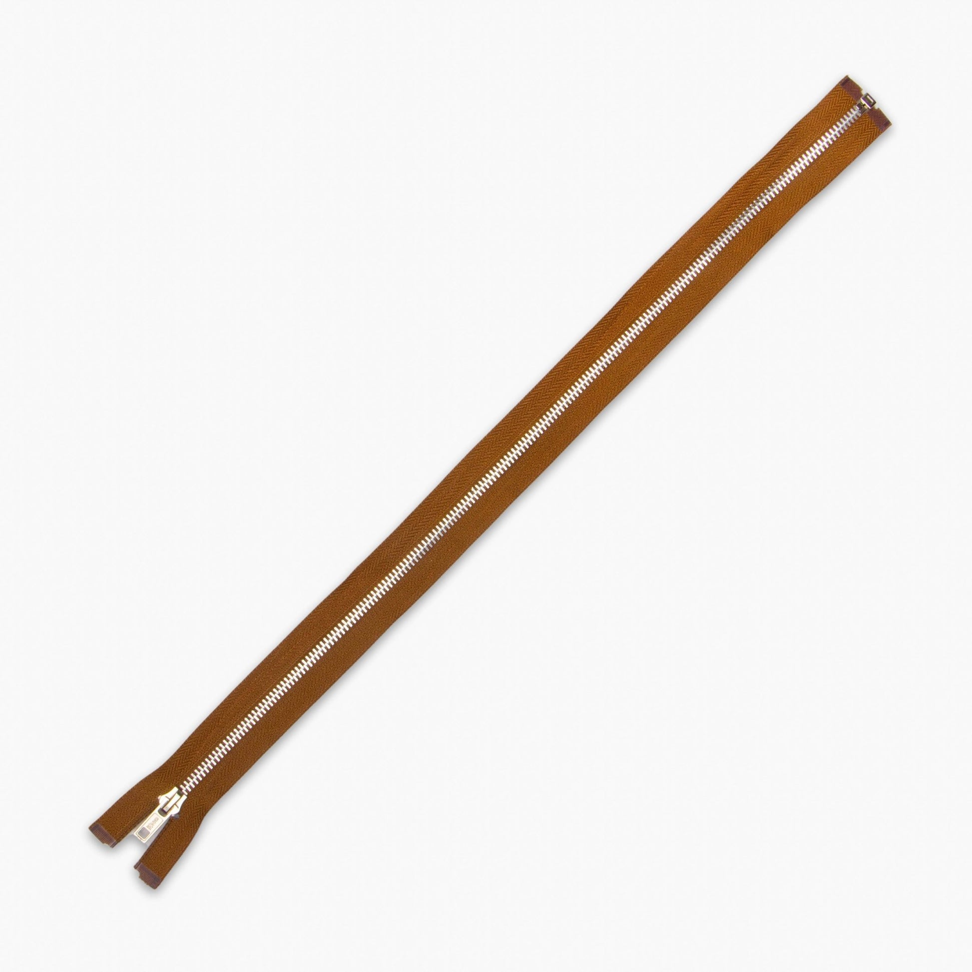 Metal Zips Brown Open End (4 Sizes) - Ragland Fabrics