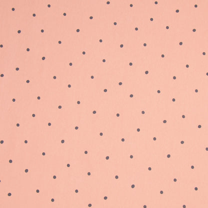 Ribbed Cotton Lycra Knit Grey/Peach Spotted - Ragland Fabrics