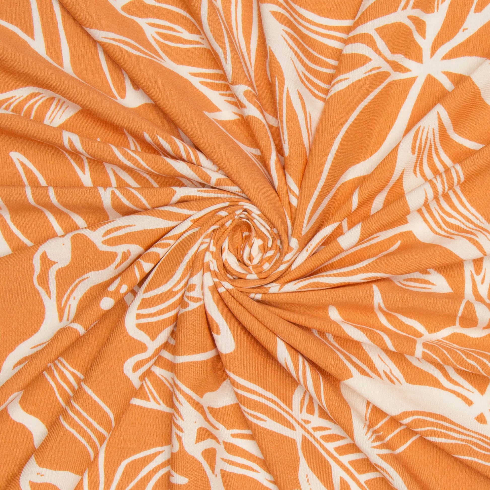 Viscose Challis Mustard White Floral - Ragland Fabrics
