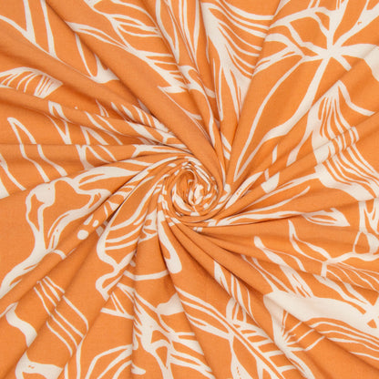 Viscose Challis Mustard White Floral - Ragland Fabrics