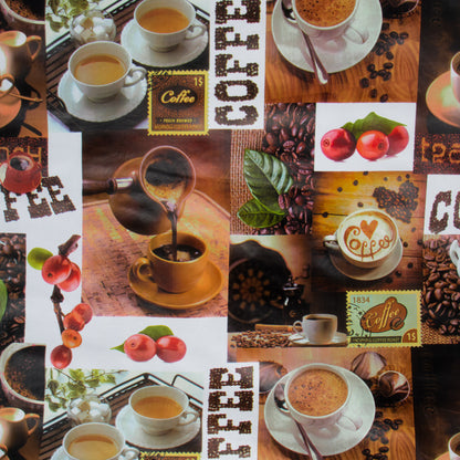 Printed PVC Table Cloth CO - 2349 - 1 Coffee - Ragland Fabrics
