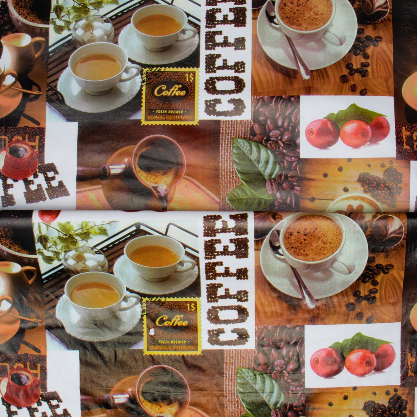 Printed PVC Table Cloth CO - 2349 - 1 Coffee - Ragland Fabrics