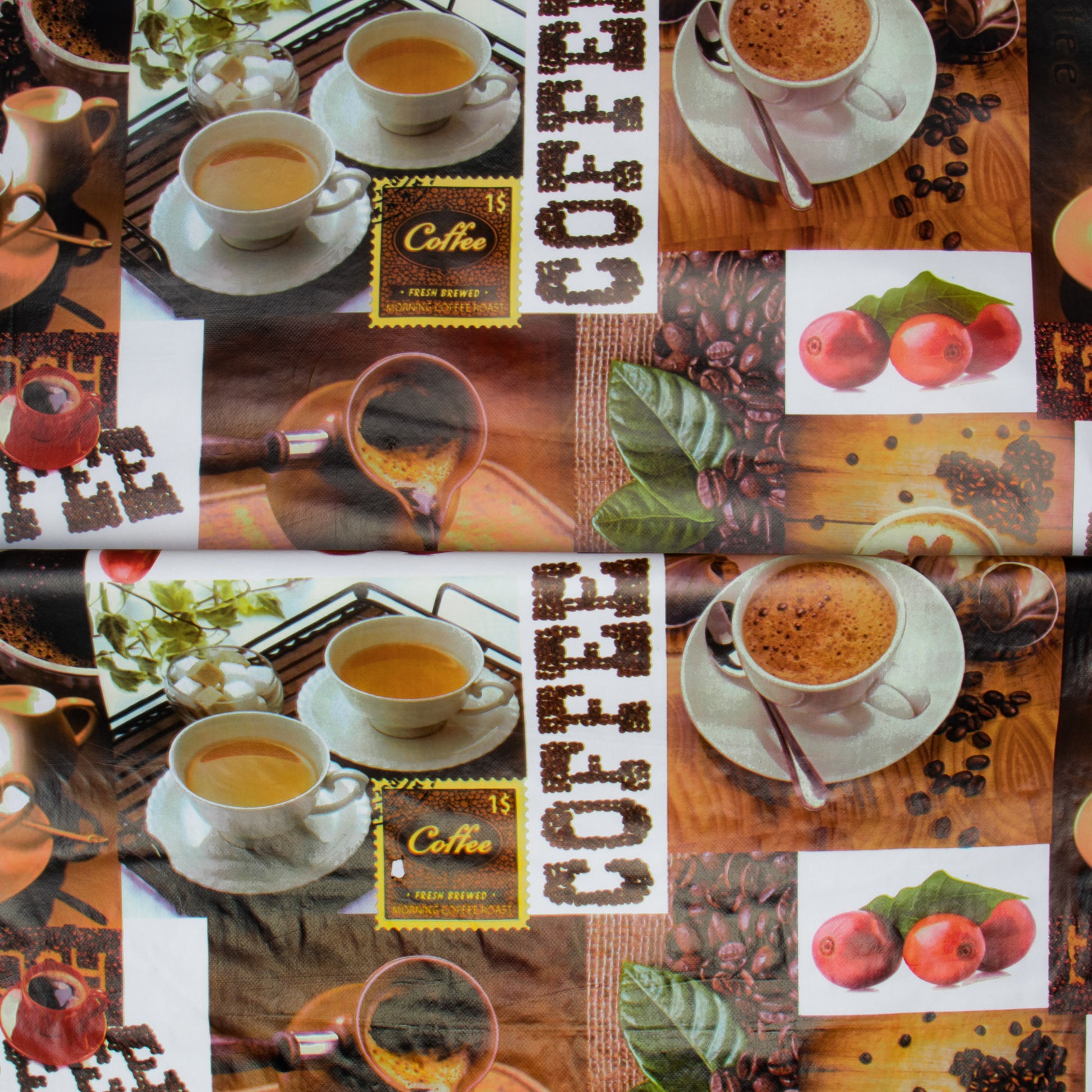 Printed PVC Table Cloth CO - 2349 - 1 Coffee - Ragland Fabrics