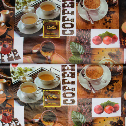 Printed PVC Table Cloth CO - 2349 - 1 Coffee - Ragland Fabrics