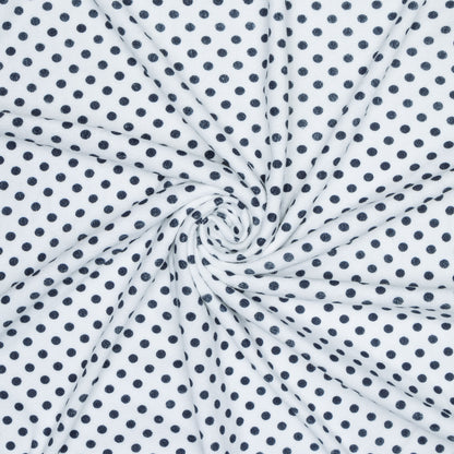 Printed Stretch Towelling Navy Dot - Ragland Fabrics