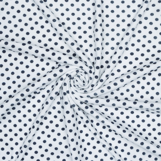 Printed Stretch Towelling Navy Dot - Ragland Fabrics