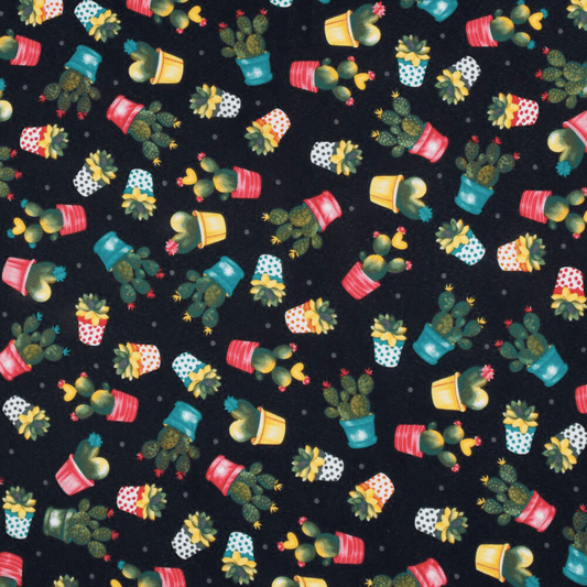 Printed Mini Matt Desert Plant Black 150cm - Ragland Fabrics