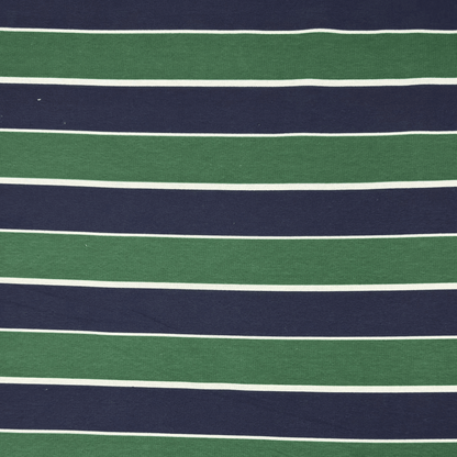 Printed Tracksuiting Navy/Bottle Stripe - Ragland Fabrics