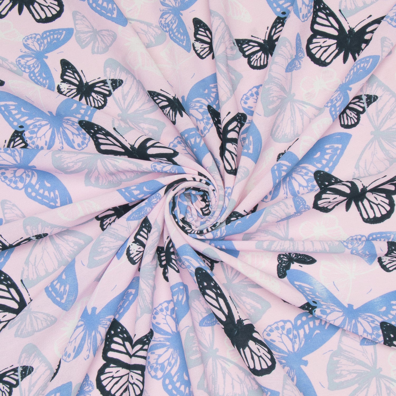 Printed Chiffon Blue Butterfly - Ragland Fabrics