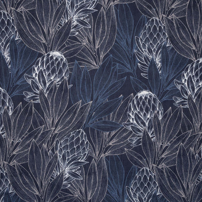 Luxury Linen Look Protea Forest Navy - Ragland Fabrics