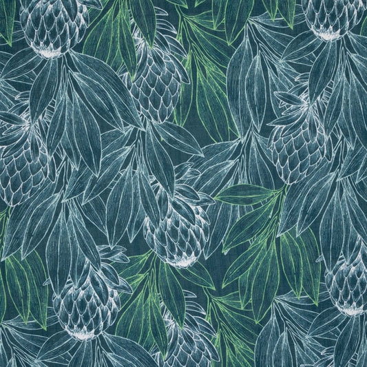 Luxury Linen Look Protea Forest Teal - Ragland Fabrics
