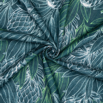 Luxury Linen Look Protea Forest Teal - Ragland Fabrics