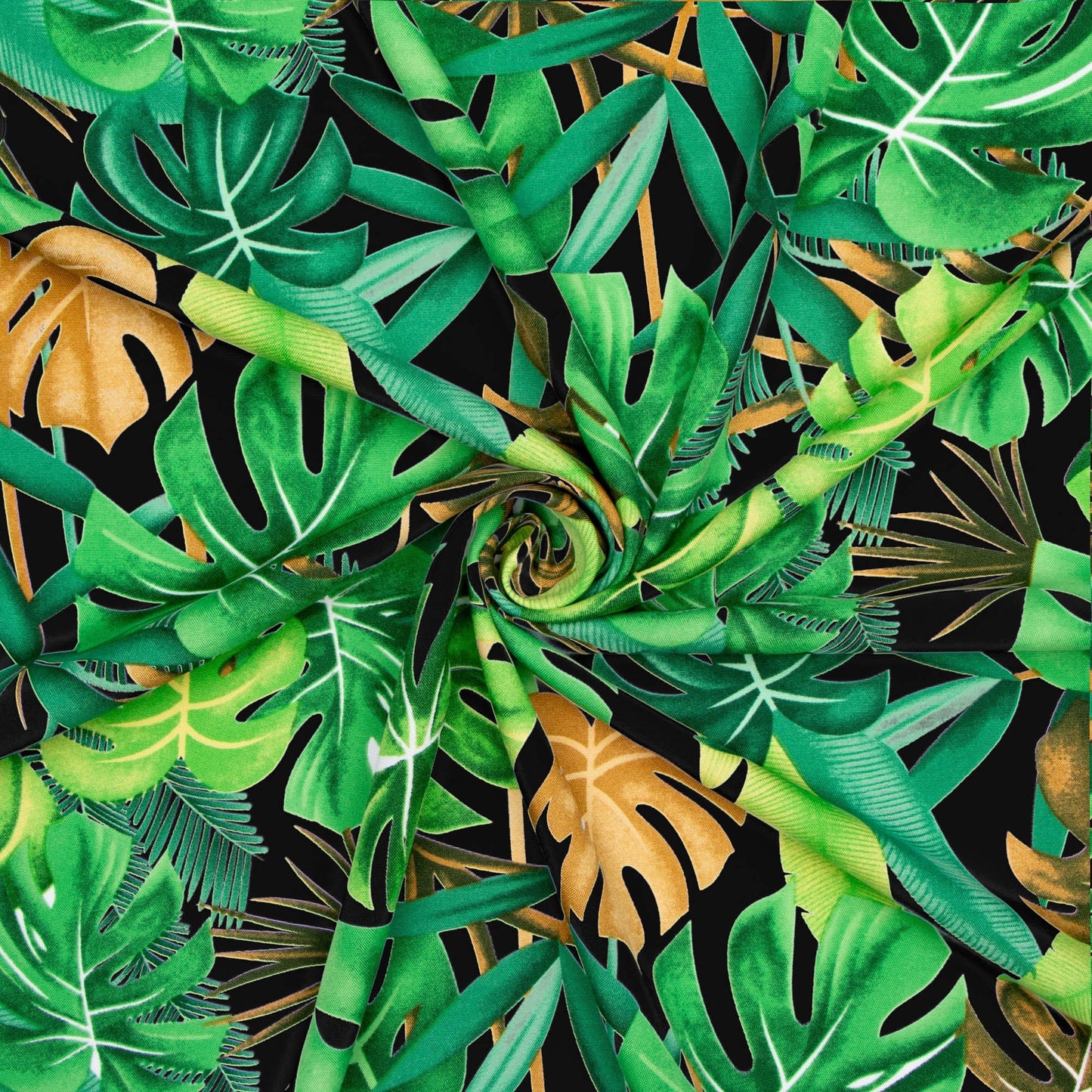 Printed Mini Matt Jungle Leaf Black - Ragland Fabrics
