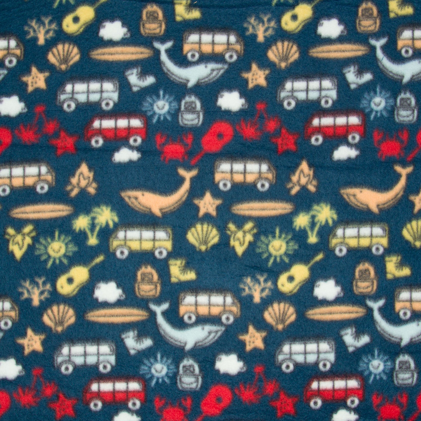 Printed Polar Fleece Whale Time Teal - Ragland Fabrics