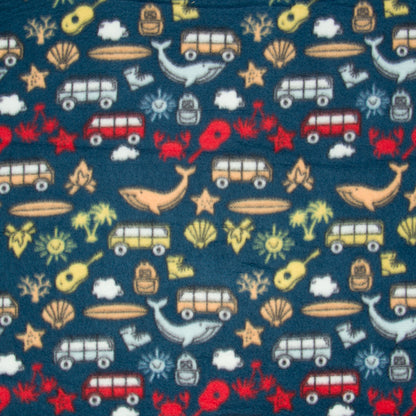 Printed Polar Fleece Whale Time Teal - Ragland Fabrics