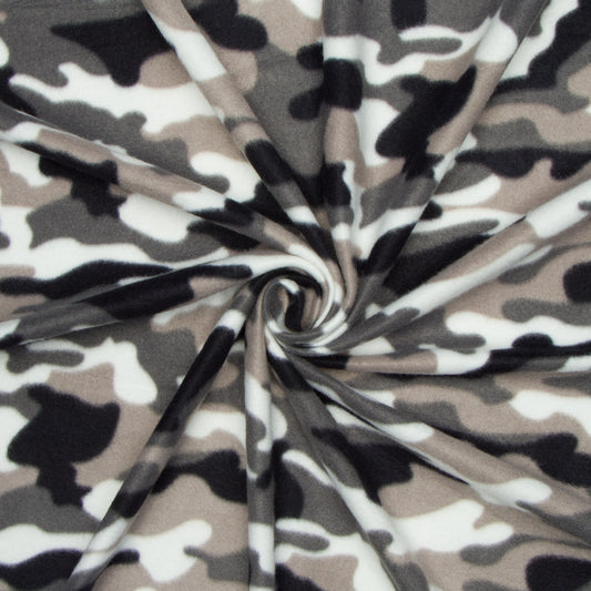Printed Polar Fleece Camo Grey multi - Ragland Fabrics