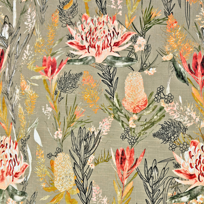Reddington Linen Protea Passion Beige - Ragland Fabrics