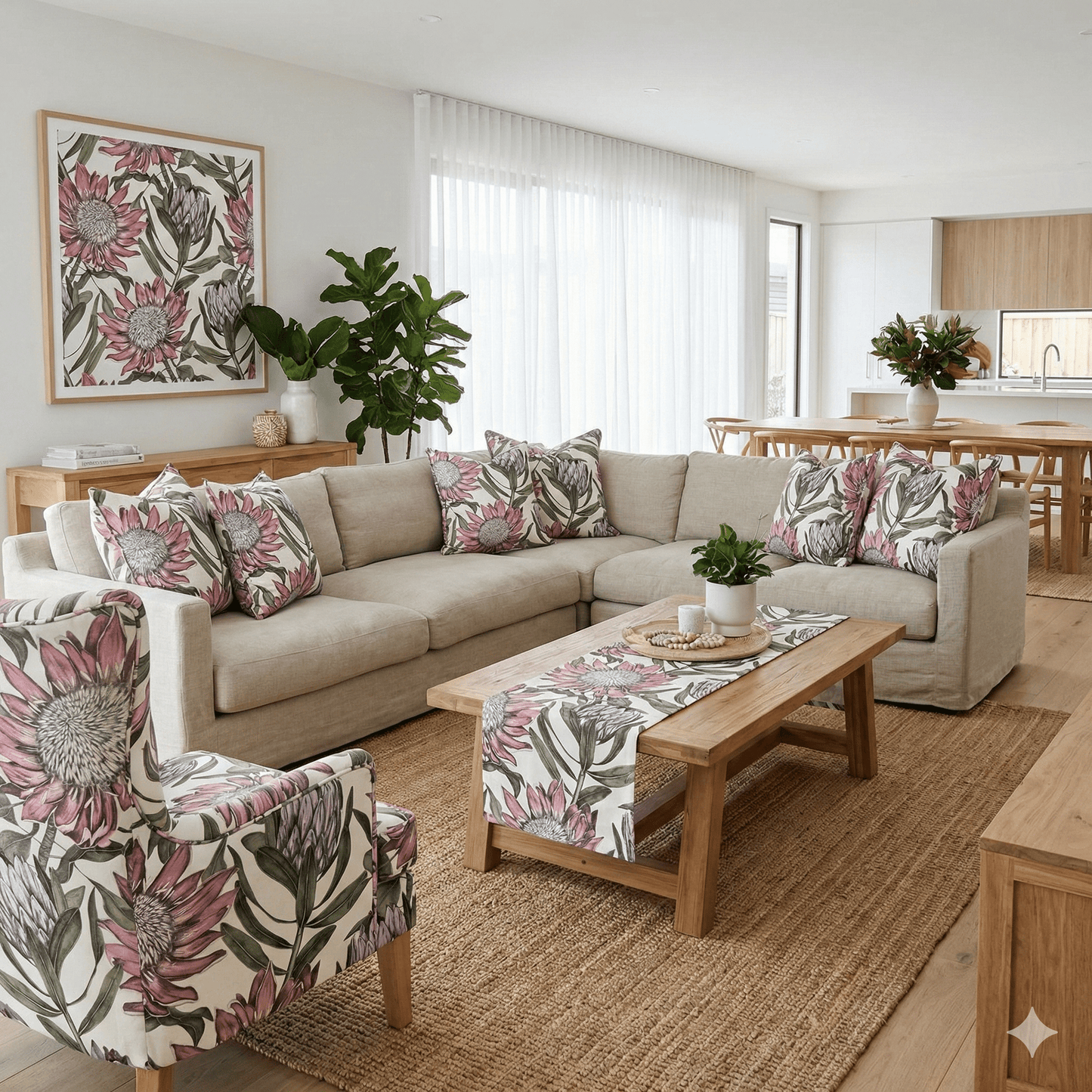 Printed Velvet Pastel Protea - Ragland Fabrics