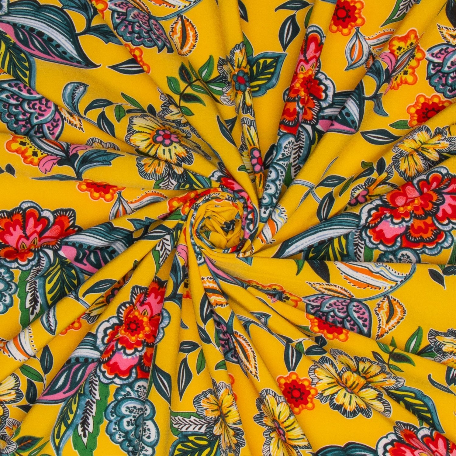 Printed Super Soft Mustard Floral Multi - Ragland Fabrics