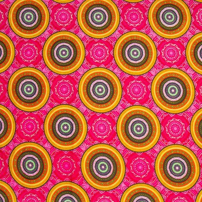 Cotton Wax Prints Circles of Colour Pink - Ragland Fabrics