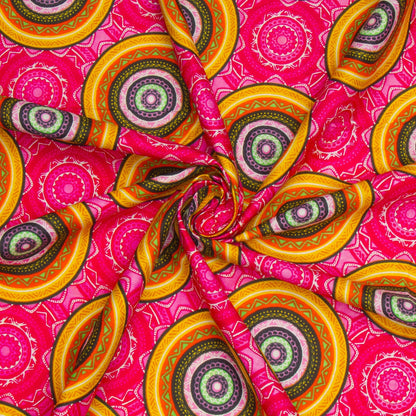 Cotton Wax Prints Circles of Colour Pink - Ragland Fabrics
