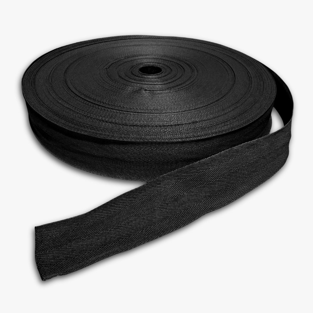 Twill Tape Polyester Black 1 38mm - Ragland Fabrics