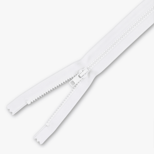 Vislon Type 5 Chunky Zip Open Ended - 25cm White - Ragland Fabrics
