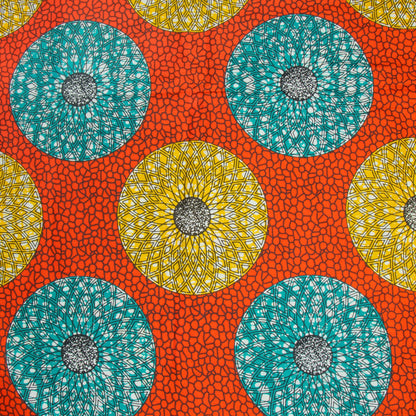 Cotton Wax Prints African Hydrangea Orange - Ragland Fabrics